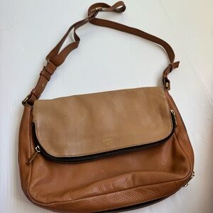 Fossil Tan Leather Crossbody Bag